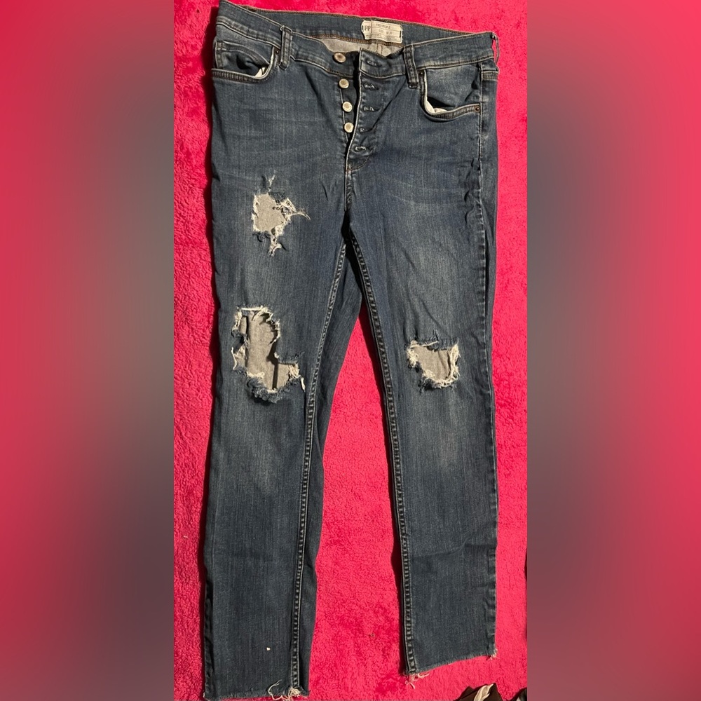 Free people Jeans, button up ripped jeans